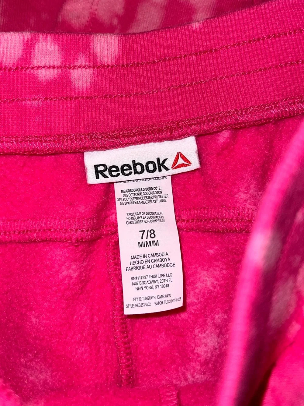 Reebok Active Pink Tie Dye Hoodie & Sweatpants Matching Set Kids Size M/L